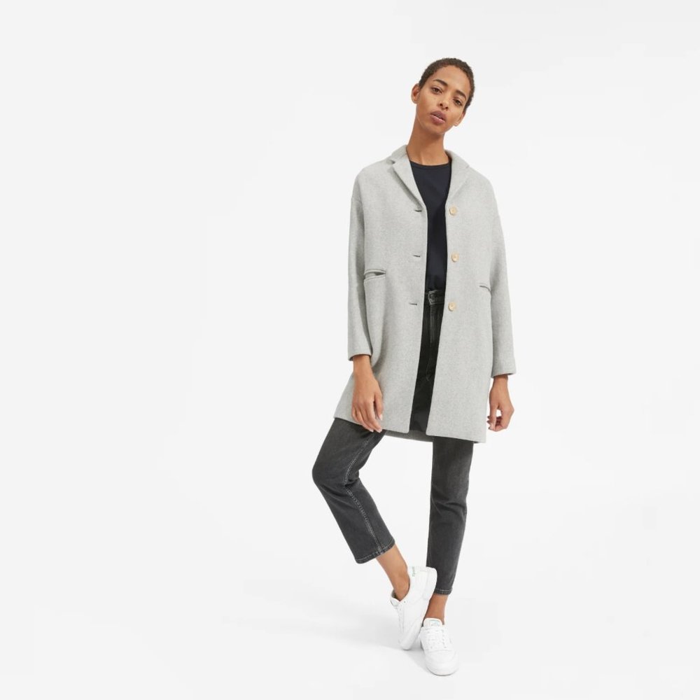Everlane Wool Cacoon Coat - Size 00 - Light Grey
